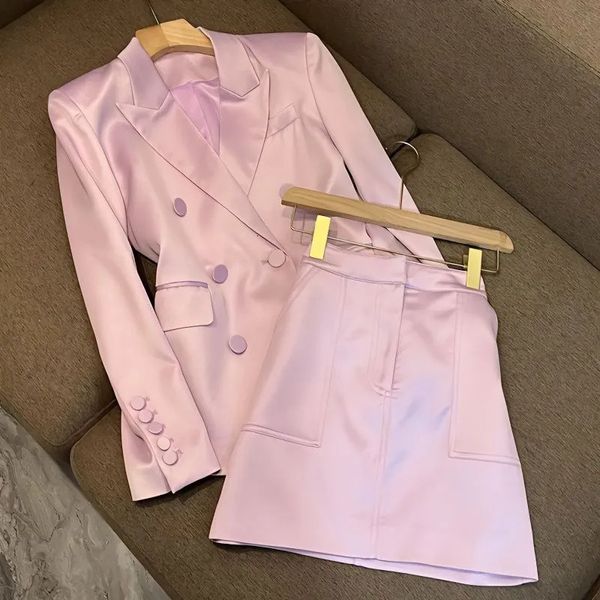 Suisse des femmes Tempérament Style de déesse Advanced Jirts Suit Blazer Double Poit