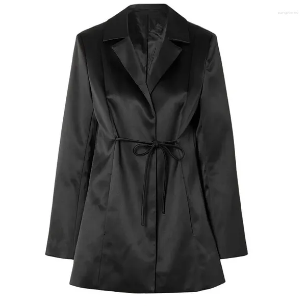 Costumes pour femmes Top qualité noir à lacets design blazer manteau pour femmes 2024 simple bureau revers à manches longues veste de costume Y2K vêtements piste