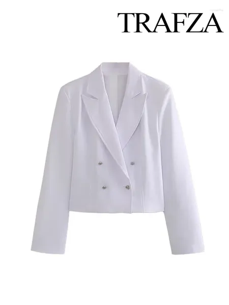 Costumes de femmes Trafza Femmes Summer Chic Blazer Collier de retein blanc