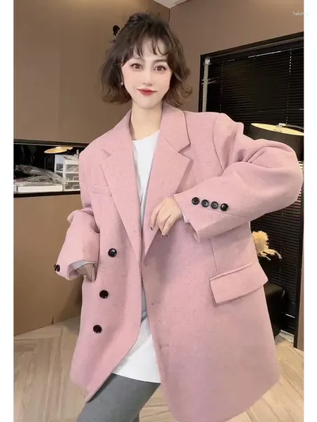 Costumes pour femmes Blazer rose de style chic à la mode pour les femmes haut de gamme à la mode et rajeunissant la veste de costume décontractée d'affaires européenne