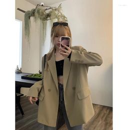 Trajes de mujer UNXX elegante chaqueta Blazer otoño 2023 Cool Girl a juego suelto medio largo manga lisa Top de alta calidad