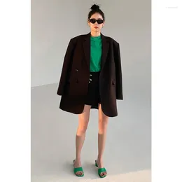Ternos femininos unxx oversized preto blazer jaqueta feminina design nicho outono solto silhueta estilo preguiçoso 2023 senhora do escritório casaco