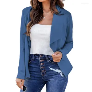 Trajes de mujer Blazer informal para mujer Color sólido Mangas largas Sin botones Cárdigan suelto Temperamento Elegante Ropa de solapa de negocios