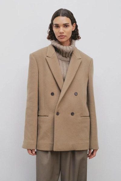 Costumes pour femmes, vêtements de haute qualité, automne et hiver, classique, basique, Blazer en laine, haut de banlieue