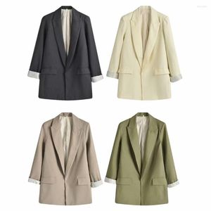 Costumes pour femmes femmes 2023 mode été 4 couleurs lin Blazer manteau Vintage à manches longues poches décontracté vêtements d'extérieur pour femmes Chic