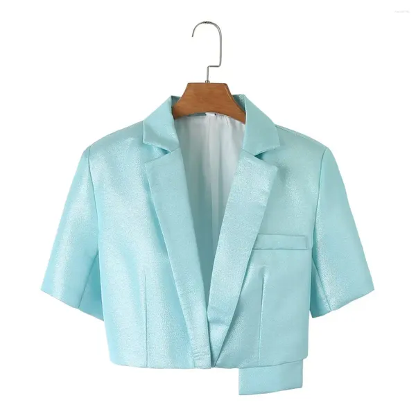 Costumes pour femmes, mode double face, court paragraphe Blazer manteau Vintage manches décorer poches vêtements de dessus pour femmes Chic 2023