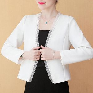 Damespakken dames bijgesneden bolero blazer jas met lange mouw avond schouder kanten slanke gemonteerd