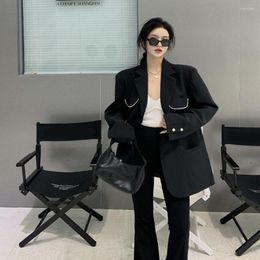 Trajes de mujer Mujeres Aspire Black Explode The Street Suit Lady Upscale Sense Design Minority Korean Loose Influencers Western Dress Upware