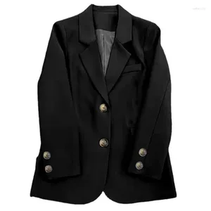 Costumes pour femmes femmes noir Blazer à manches longues Blazers poches vestes manteau bureau dame veste Femme hauts crantés costume Femme