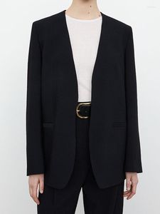 Damespakken Dames Zwart Silhouet Blazer Lange Mouw Simple Loose 2022 Spring Fashion Casual rechte vrouwelijke pak Coats