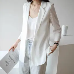 Abiti da donna Giacca blazer da donna Giacca sottile in chiffon Manica a tre quarti Primavera Estate Autunno Moda Casual Elegante Bianco Nero Grigio