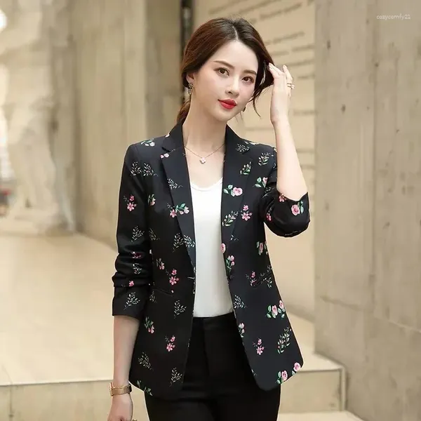 Costumes pour femmes Femmes Blazer Corée Casual Slim Blazers Vestes Manteau de travail Vêtements d'extérieur Mode Printemps Carrière Femme Veste Bureau Dame