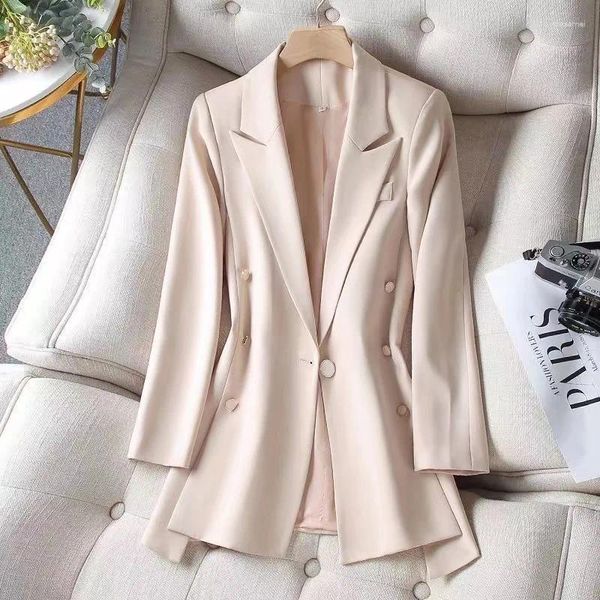 Trajes de mujer Blazer de mujer coreano doble botonadura manga larga prendas de vestir primavera otoño señoras Oficina Ropa de Trabajo traje abrigo chaqueta Tops femeninos