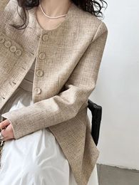 Costumes pour femmes Femmes Élégant Beige Blazer Veste Automne Dames Vêtements de Travail Manteaux Habillés À Manches Longues Hauts À La Mode Vêtements D'extérieur Pour