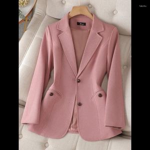 Costumes de femmes Femme Fashion Rose Coffee Grey Blazer Blazer Bureau Femme Femelle Long Single Business Business Work Wear Jacket Coat