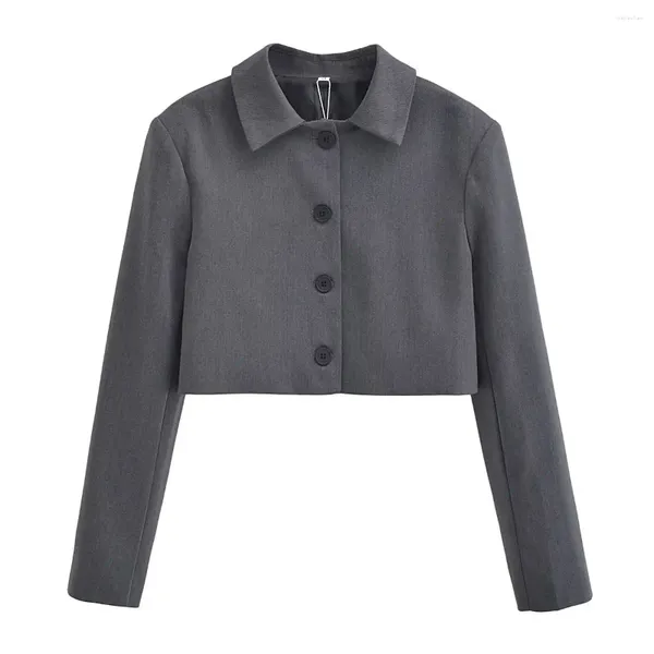 Costumes pour femmes Femmes Mode Blazer Court Manteau Vintage Revers Manches Longues Simple Boutonnage Tout-Match Casual Vêtements De Dessus Pour Femmes Chic Tops