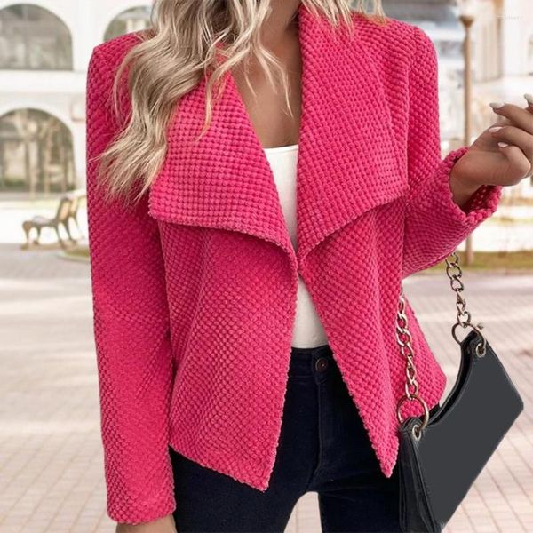 Trajes de mujer Chaqueta de mujer Ligero Grueso Cálido Solapa Suelta Puntada abierta Abrigo de invierno con mangas largas Estilo elegante Ol