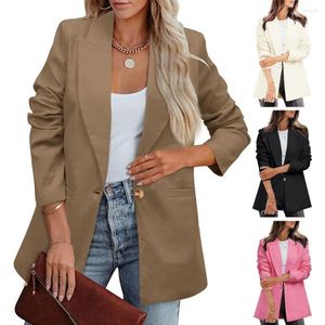 Costumes pour femmes, veste de costume Chic, blazer d'affaires, veste à revers à bouton unique avec poches, Anti-rides pour formel