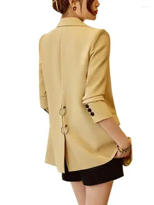 Costumes pour femmes femmes ample jolie pochette dames jaune blanc noir femme à manches longues simple boutonnage solide veste manteau REFF-1987
