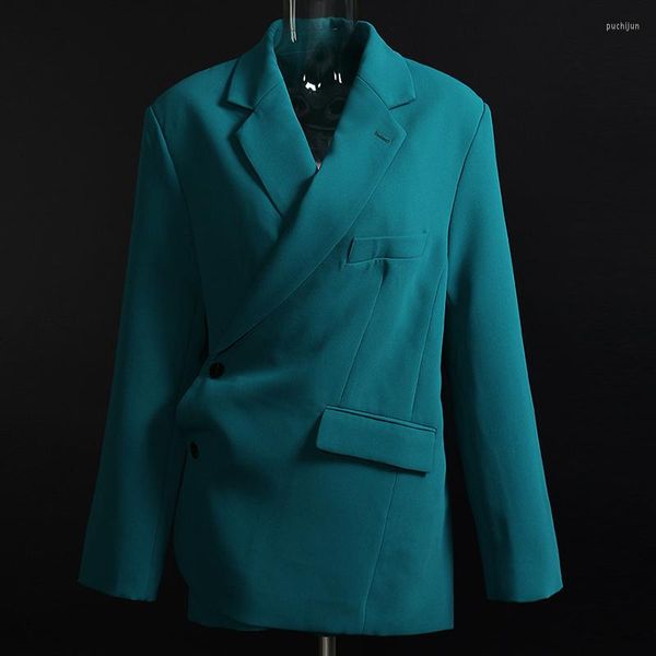 Trajes de mujer Blazer Reversible Suelto de Gran Tamaño para Mujer Largo Grueso con cinturón High Street