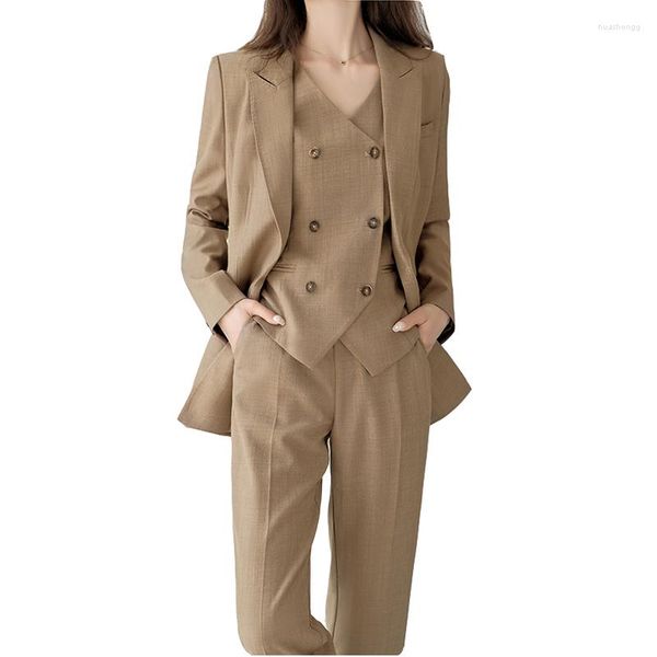 Trajes de mujer, pantalones de mujer, traje, chaqueta, chaleco, conjunto de negocios, ropa de oficina para el trabajo, chaqueta de carrera, mujer, 2023, alta calidad, elegante