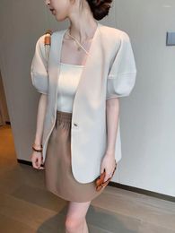 Costumes de femmes femmes manches courtes Blazer coréen chic costume de bureau dames cohélles minces tops décontractés