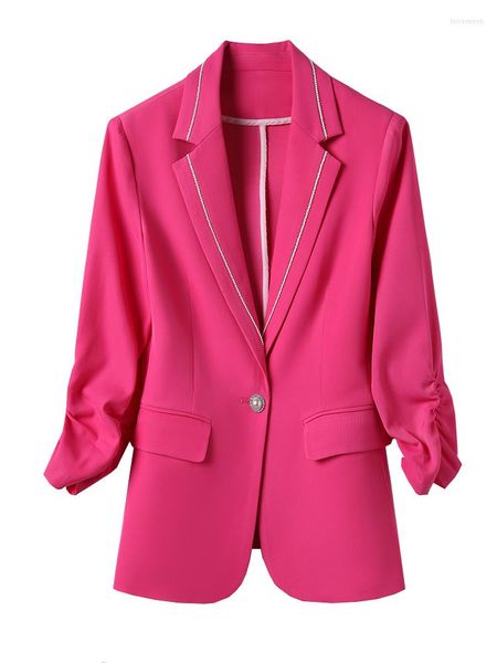 Trajes de mujer Primavera Verano Blazer Damas Mujer Albaricoque Verde Rosa Blanco Media manga Ropa de trabajo de negocios Chaqueta formal