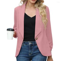 Damespakken Women Pak Coat Chic Professional Business S Single Button Long Sleeve Midden Length for Office Commute Formal Wear
