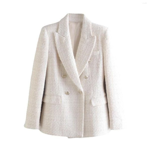 Costumes pour femmes femmes couture Blazer bureau dame lâche laine surdimensionné élégant manteau costume Veste Femme Chic vêtements d'extérieur tenues Veste Femme