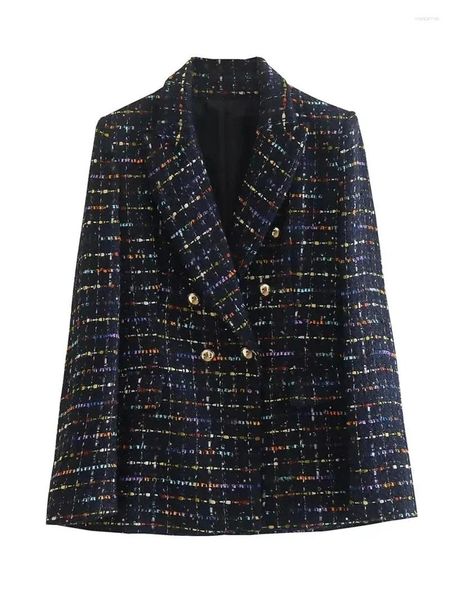 Costumes pour femmes Femmes Tailoring Blazer Plaid Tweed Manteau de laine Femme Designer Vêtements d'extérieur de luxe Vêtements pour dames Grande taille en plein air élégant