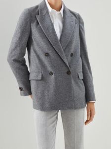 Costumes pour femmes femmes laine gris costume manteau Vintage à manches longues mode femme cranté Double boutonnage Blazer