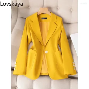 Costumes pour femmes jaune kaki bleu noir femmes veste à bouton unique manteau avec poche Blazer dames femme à manches longues