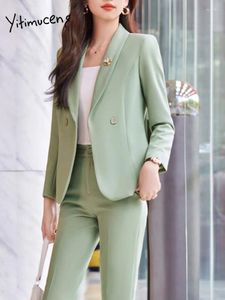 Costumes de femmes Yiticung Slim Blazers For Women Fashion Vintage 2024 Bureau Dames Double Poit