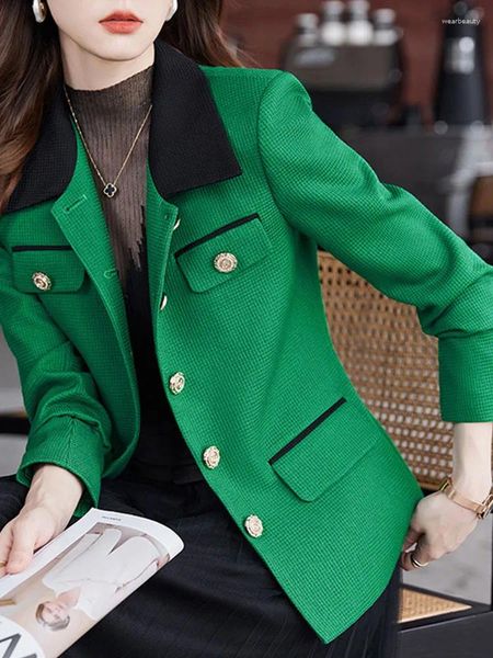 Costumes de femmes Yiticung Slim Blazers for Women 2024 Spring Summer Korean Casual Ladies Office Long Manche Eathes Fashion Cods