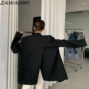 Costumes pour femmes ZAWAHIKI décontracté couleur unie en vrac 2023 printemps automne conçu Chic femmes Blazers tempérament coréen fente hauts à poitrine