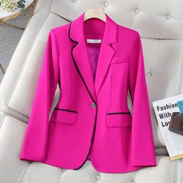 Women's Suits ZJYT Korean Fashion Blazers Mujer Elegant Women One Button Jacket Coat Solid Single Breasted Outerwear Plus Size Veste Femme