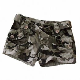 shorts de camoue d'été pour femmes décontractées poche à fermeture éclair militaire pantalon dames plus taille 4xl cott slim fit y2k mini short p1tx #