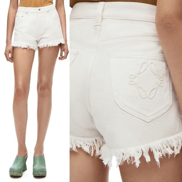 Short en denim super polyvalent pour femmes, tenue quotidienne décontractée, motif décoratif, tendance, blanc, été