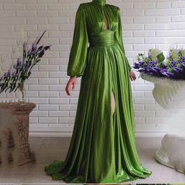 Color de verano de las mujeres cintura cerrada cuello colgante péndulo grande sexy aguacate verde falda larga vestido femenino S ~ 2XL 240113