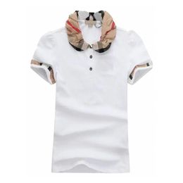 Dames Summer Fashion Classic Embroidery T-Shirt Slim Fit Plaid Collar dames kort mouwen T-shirt