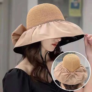 Dames zomer internet Red Big Eaves UV Bescherming Visser Zwart Rubber Rubber Koreaanse versie Face en Sun Shield Hat