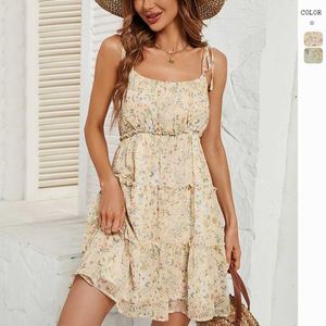 Dames zomer Nieuw product Backless Print High Tailed Short Suspender Dress voor vrouwen