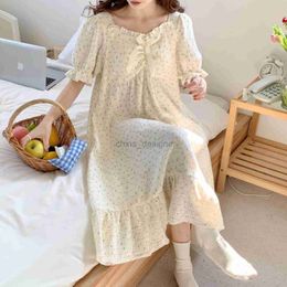 Vestido de longitud media de manga corta de algodón puro de verano para mujeres para dormir para dormir, se puede usar como un traje casero de maternidad dulce