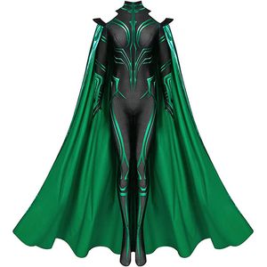 Costume de thème d'impression 3D vert pour femme Super méchant déesse Halloween Cosplay combinaison body