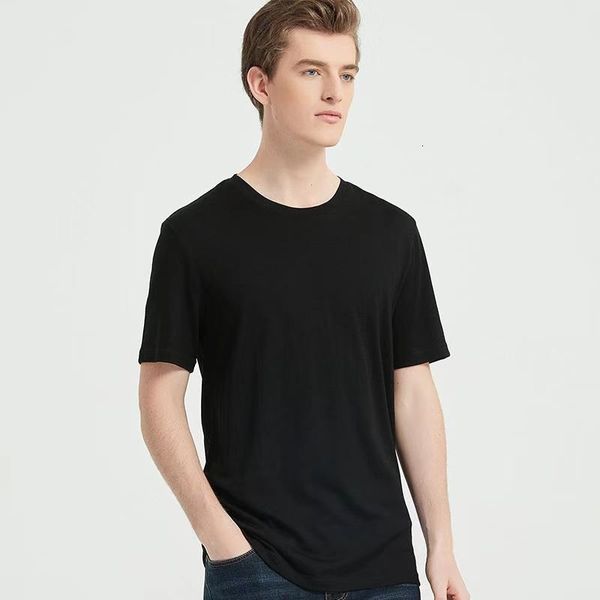 T-shirts pour hommes superfine laine mérinos T-shirt à manches courtes équipage À côté de la peau couche de base tops vêtements de sport Séchage rapide 210623