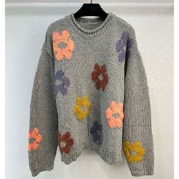 Damessweater Europees modemerk Flower jacquard gebreide trui met ronde hals en ronde hals voor zowel mannen als vrouwen