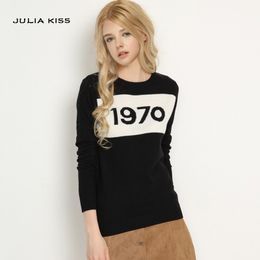 Damessweater 1970 letter pullover Lange mouw mode-ster top Letter Breien Tops 230831