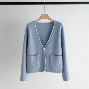 Damessweater Europees modemerk Driekleurig, zacht en comfortabel vest van lycra-geweven kasjmierwolmix