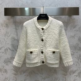 Suéter feminino marca de moda europeia vintage botão suéter curto cardigã