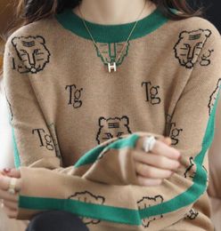 Pull femme tricoté tigre luxe GGity lettre automne hiver haute qualité chaud mode pull haut